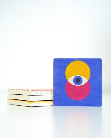 Bauhaus Taş Bardak Altlığı 4'lü Set