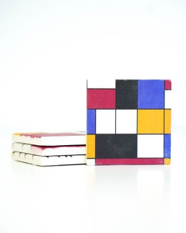 Piet Mondrian Taş Bardak Altlığı 4'lü Set