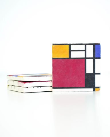 Piet Mondrian Taş Bardak Altlığı 4'lü Set