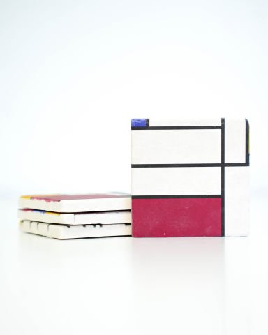 Piet Mondrian Taş Bardak Altlığı 4'lü Set