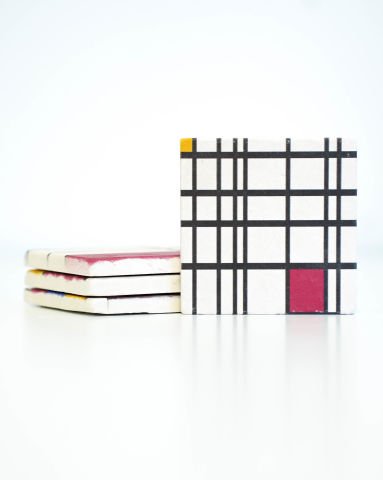 Piet Mondrian Taş Bardak Altlığı 4'lü Set