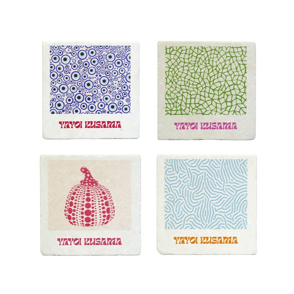 Yayoi Kusama Taş Bardak Altlığı 4'lü Set