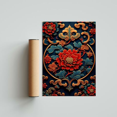 Çiçek Desen D4 Poster Tablo