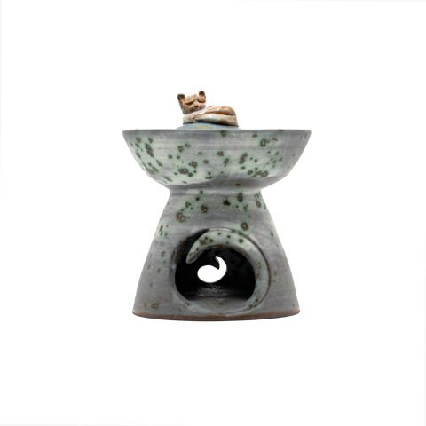 Uyuyan Kedi Turkuaz Buhurdanlık