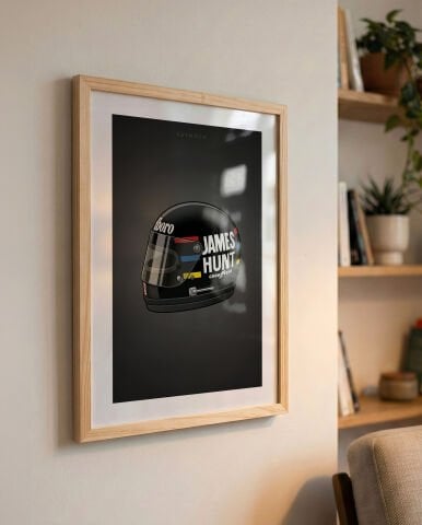 James Hunt Kask, Formula 1 Poster Tablo
