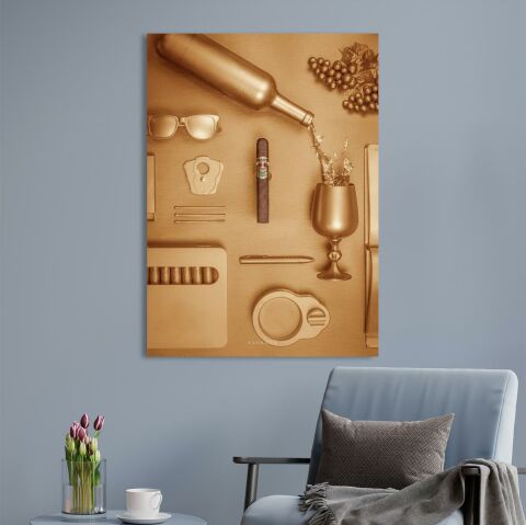 Gold Cigar Kanvas Tablo