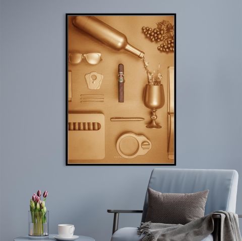 Gold Cigar Kanvas Tablo